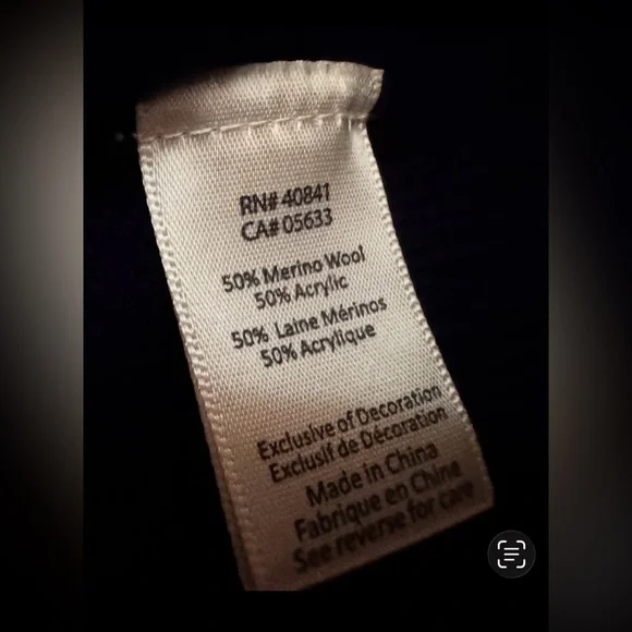 Aventura Merino Wool Blend Sweater Navy Blue w/ Embroidered Floral - Size Small - Picture 7 of 7